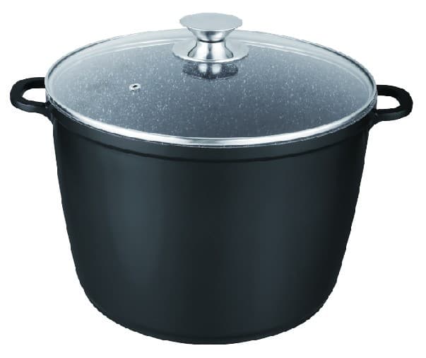 Oala cu capac, granit, 28 cm, 10 litri, negru