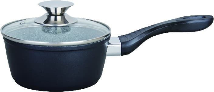 Ibric cu capac, granit, 18 cm, 1.5 litri, negru