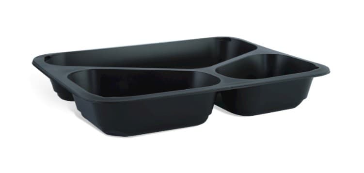 Caserola pp neagra trei compartimente