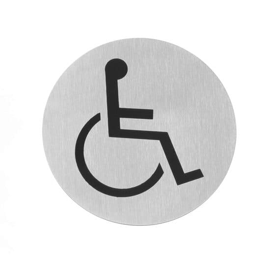 Semn pentru usa - Handicap- 75 mm, otel inoxidabil