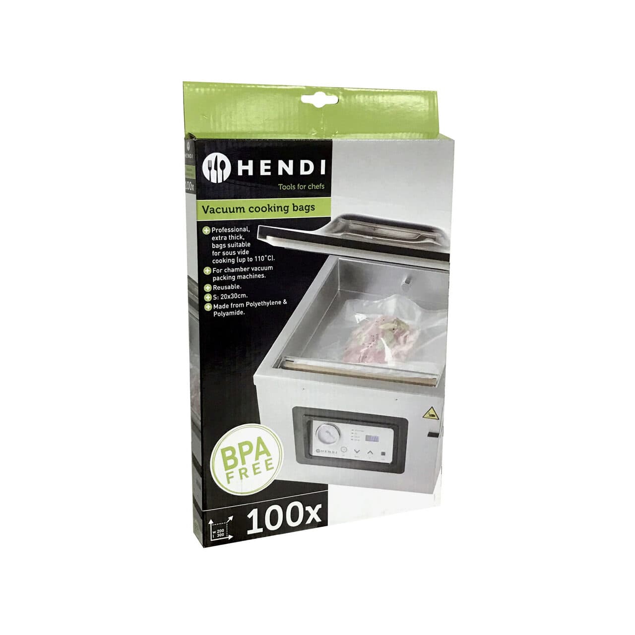 Set 100 pungi vacuum gofrate 250x350 mm, Hendi, 2 straturi, 75 microni grosime, filtru UV
