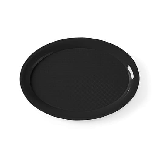 Tavă Fast Food din polipropilenă, ovală, neagră, 265x195x(H)15mm
