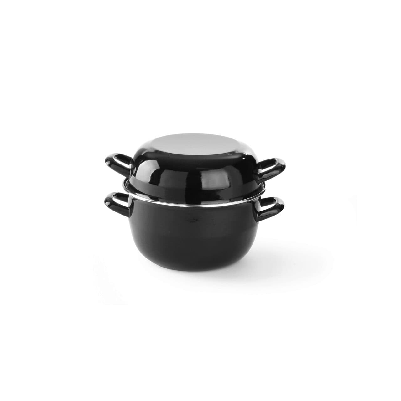 Oala emailata cu capac pentru scoici 3 Lit ,21 cm diametru x13/20 cm inaltime