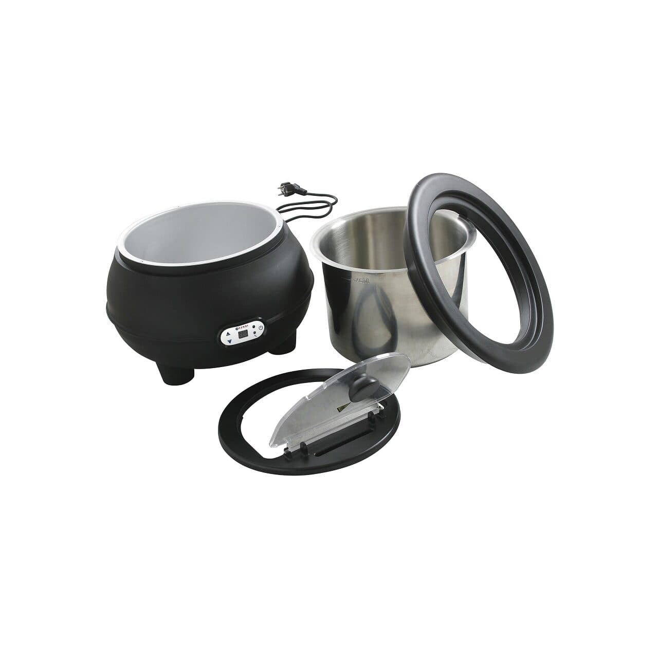 Incalzitor supa, electric, 450 W, 8 litri, izoltat termic, vas supa din inox 18/8, vas apa din aluminiu, termostat reglabil, panou digital, alarma niv