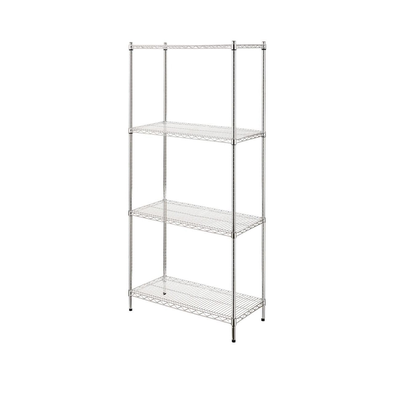 Raft metalic pentru depozitare cu 4 rafturi reglabile, sustine 125 kg/polita, Inox, 910x455x(H)1830 mm