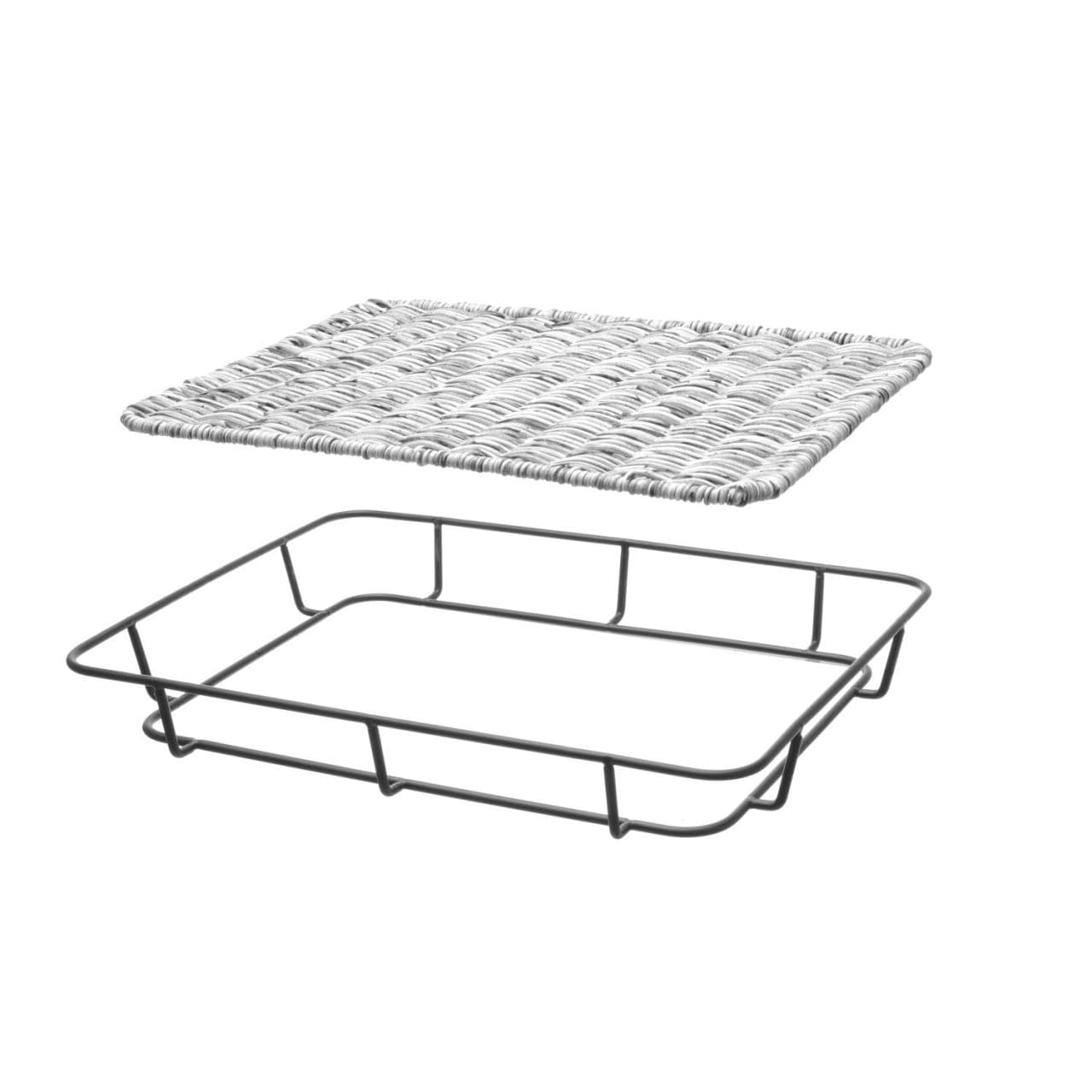 Cos servire pentru paine cu suport metalic , 400x300x(H)50 mm, Negru