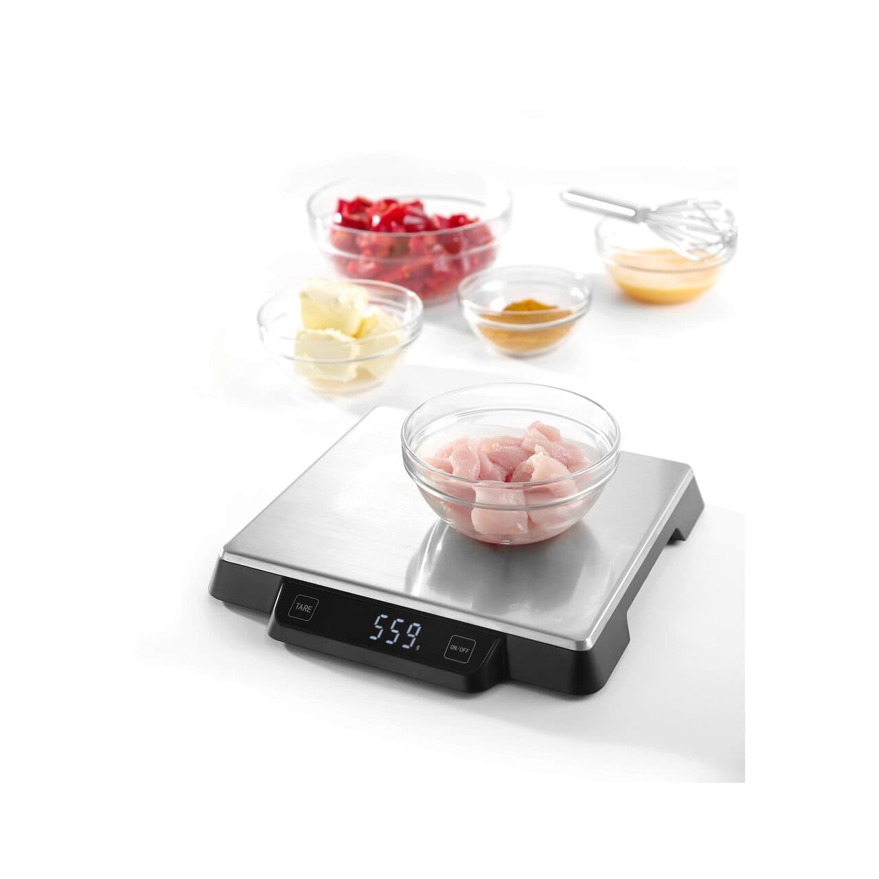 Cantar de bucatarie, inox, 15kg cu precizie de ±1g, 266x269x(H)34mm