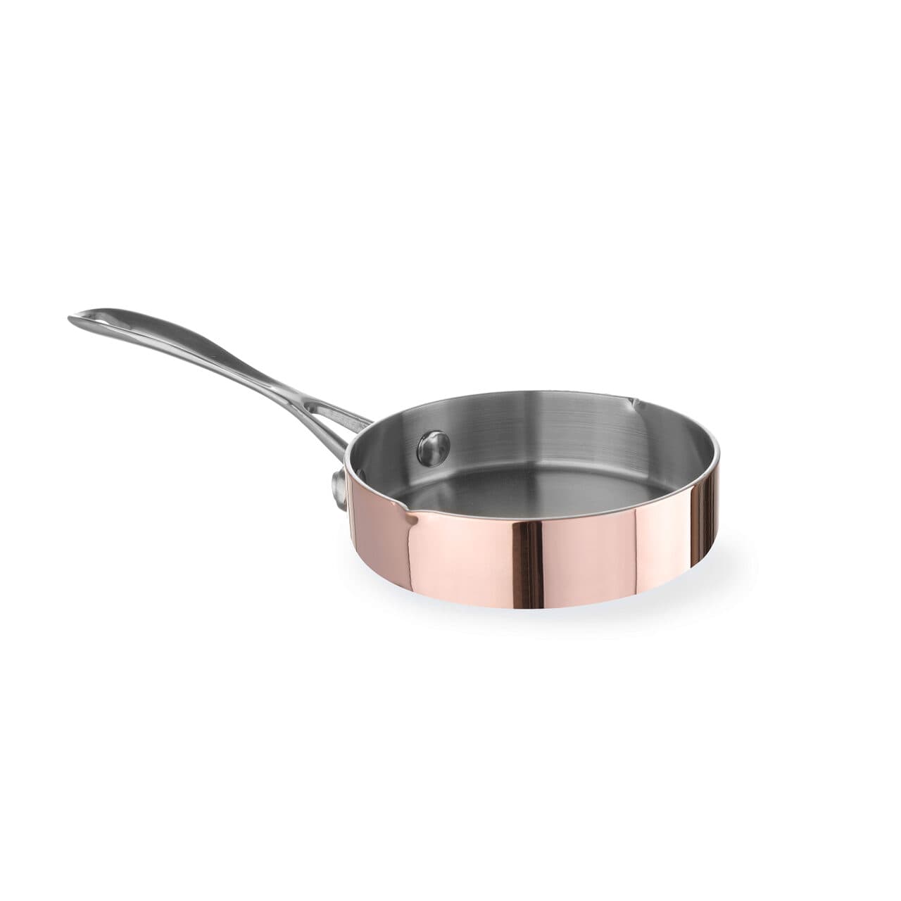 Mini tigaie pentru prajit , cupru/aluminiu/otel inoxidabil, 12 cm diametru x 3 cm inaltime
