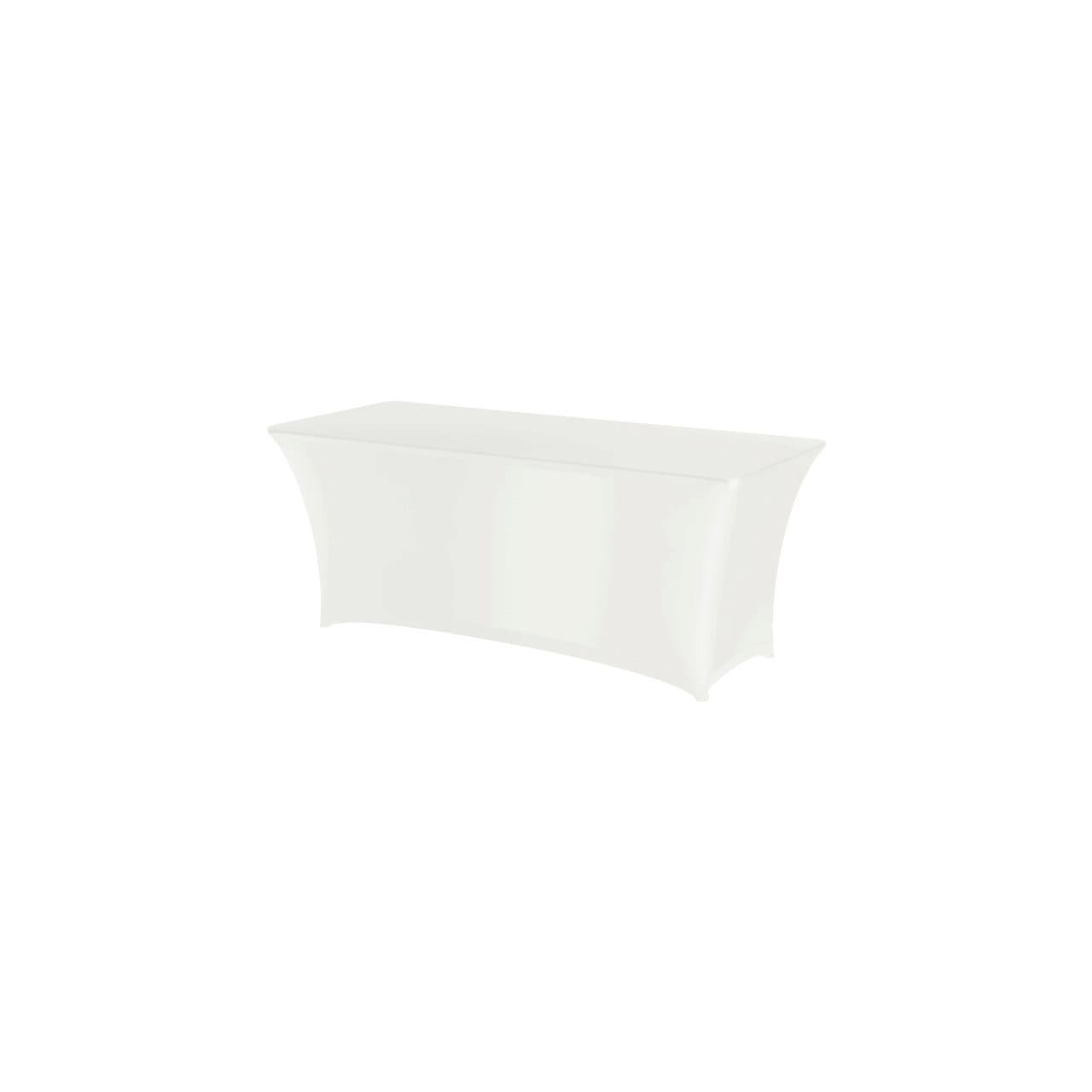 Fata de masa tip husa, alba pentru masa dreptunghiulara, 1500x760x(H)730mm, 90% micro poliester / 10% elastan