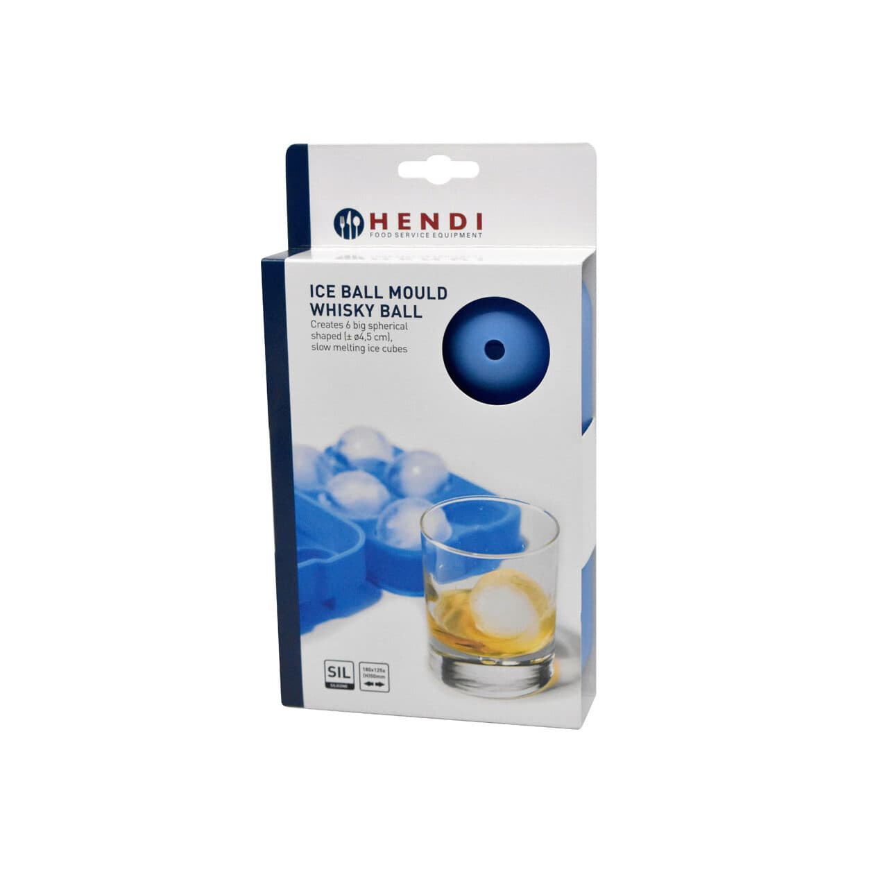 Forma din silicon durabil pentru cuburi de gheata tip bila, 18x12.5x(H)5 cm, potrivita si pentru uz profesional