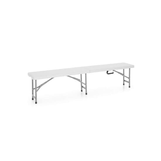 Banca de catering, cu pliere tip valiza, Hendi, Alb, structura metalica, blat polipropilena, interior/exterior, capacitate maxima de incarcare 200 kg,
