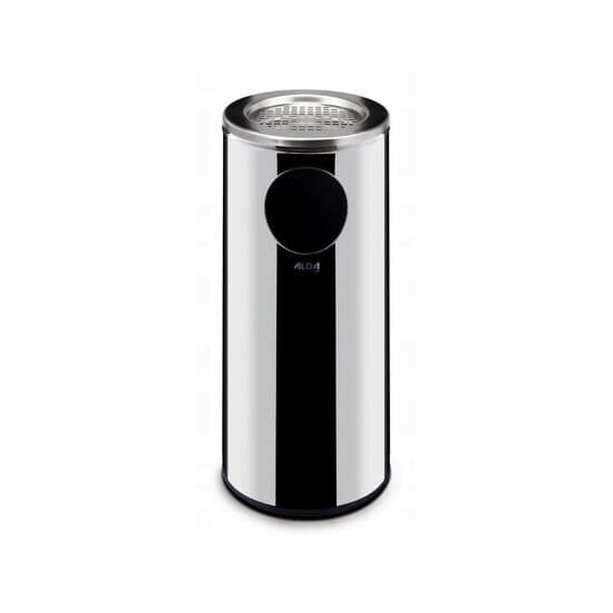 Cos de gunoi cu scrumiera, capacitate 33 litri, Inox, diametru 135 mm, baza din cauciuc antiderapant, interior/exterior, 240x(H)660mm