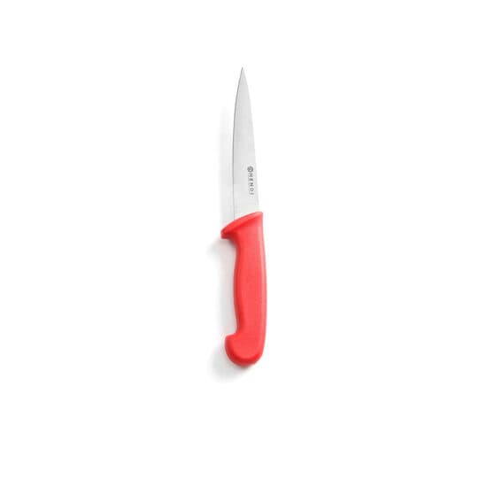 Cutit profesional pentru transat carne / filetat, lama inox 15cm , maner ergonimic rosu 15 cm, respecta normele de igiena HACCP