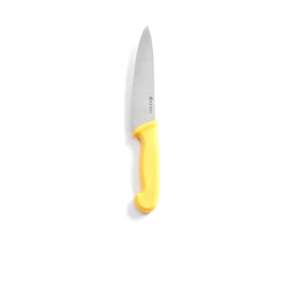 Cutitul bucatarului, galben, 180/320 mm, lama inox grosime 2.5 mm, in conformitate cu normele de igiena HACCP, potrivit si pentru uz profesional