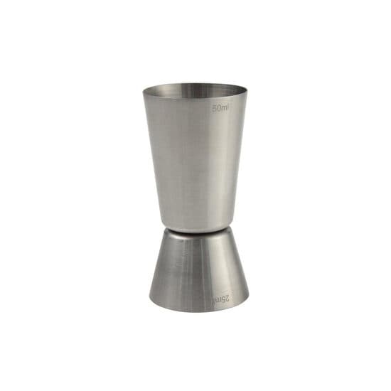 Masura servire bauturi spritoase/jigger cu 2 parti de 25 si 50 ml, inox, 40x(H)85 mm