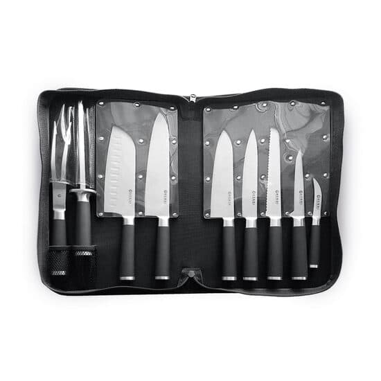 Set cutite promotional cutite, 9 piese, Kurt Scheller Edition, lame inox cu rezistenta foarte mare, geanta suport inclusa