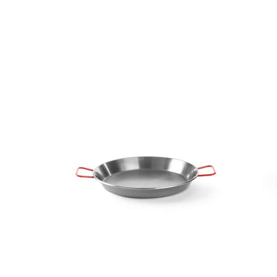 Tigaie Paella cu 2 manere ,46 cm diametru x 4 cm inaltime, din otel de inalta calitate, pentru echipamente pe gaz
