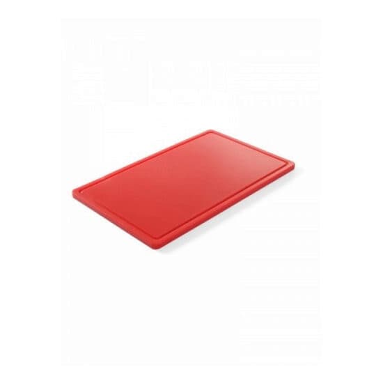 Tocator rosu, GN1/1 - 530x325X(H)15 mm, polietilena HDPE 500, cu 2 fete taiere, potrivit si pentru uz profesional