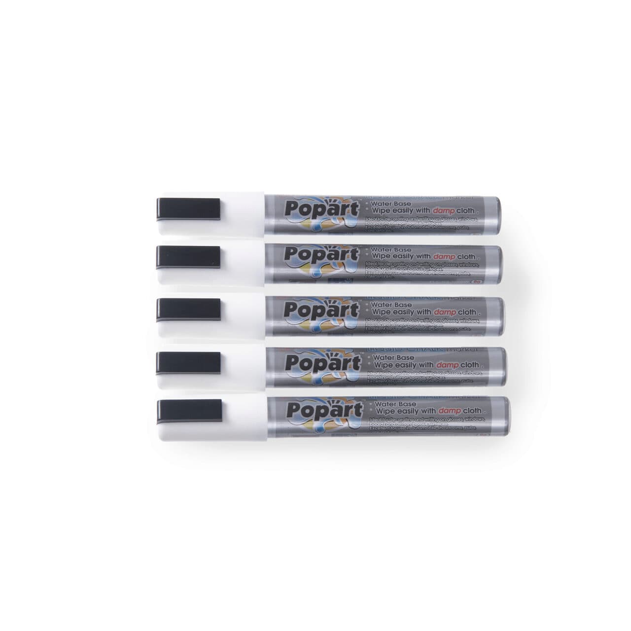 Set 5 markere albe pentru tabla, grosime scris 2-6 mm, Hendi