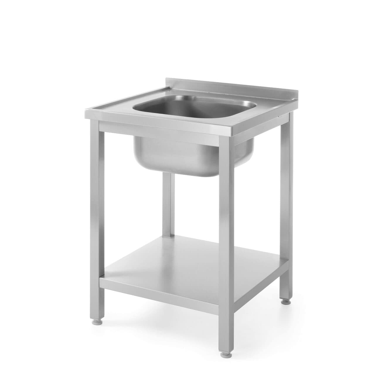 Chiuveta cu o cuva si cu polita inferioara din otel inoxidabil Kitchen Line, 600x600x(H)850mm