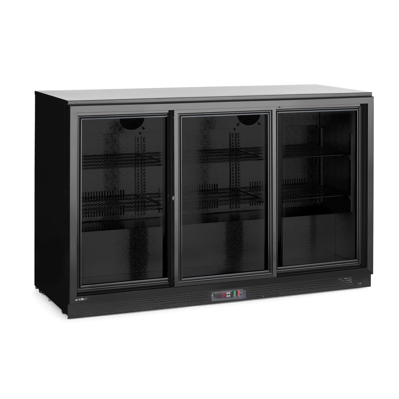 Frigider back bar cu usi glisante triple, Arktic, 308L, negru, 220-240V/160W, 1350x520x(H)865mm