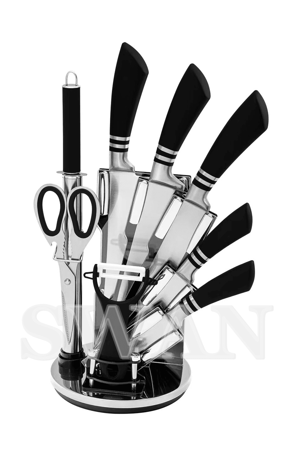 Set cutite inox 9 piese negru