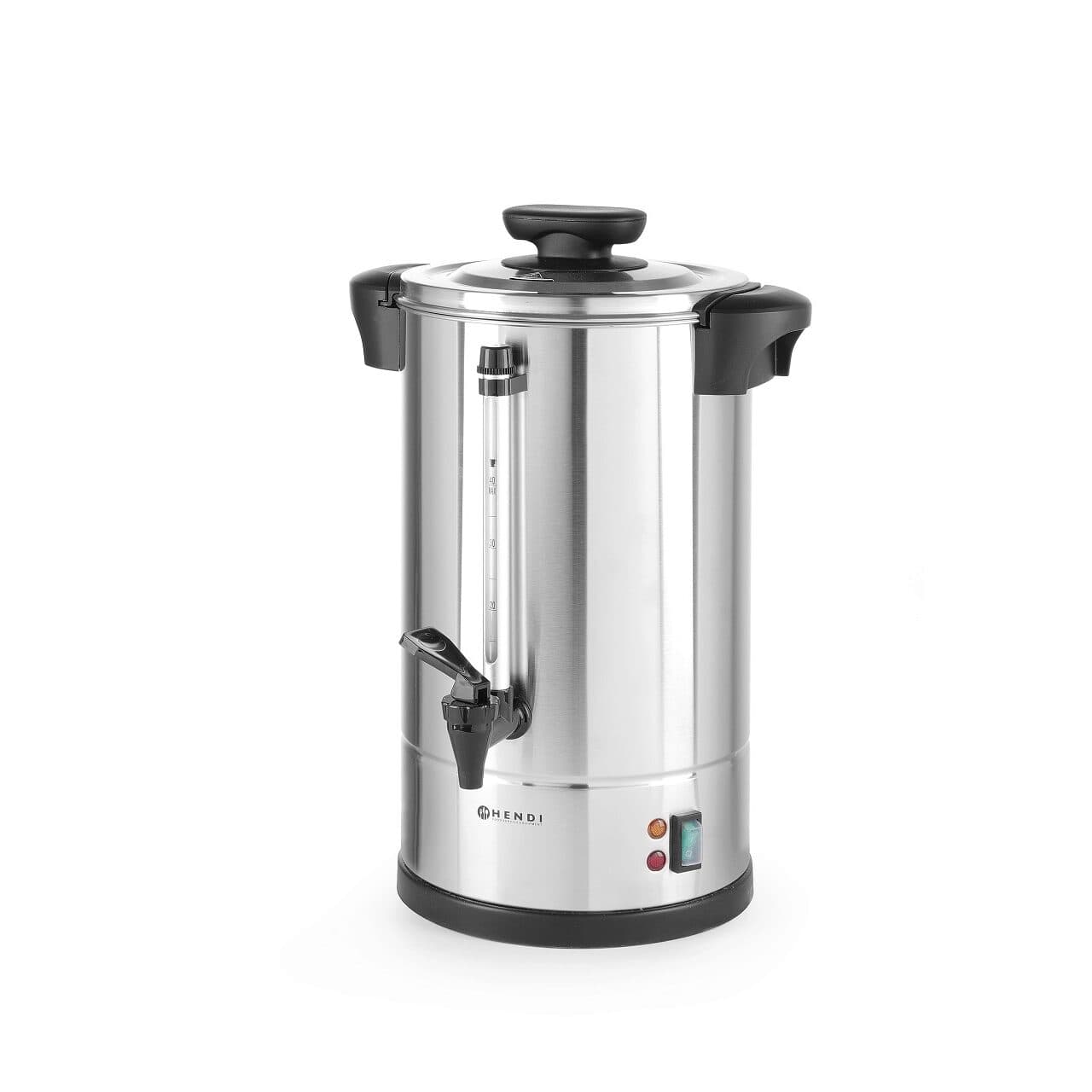 Boiler pentru bauturi calde cu pereti dubli Hendi, 1300 W, 10 L, Temp 30 - 100?C , Argintiu, sistem inchidere "Twist-lock", Inox, 310x330x(H
