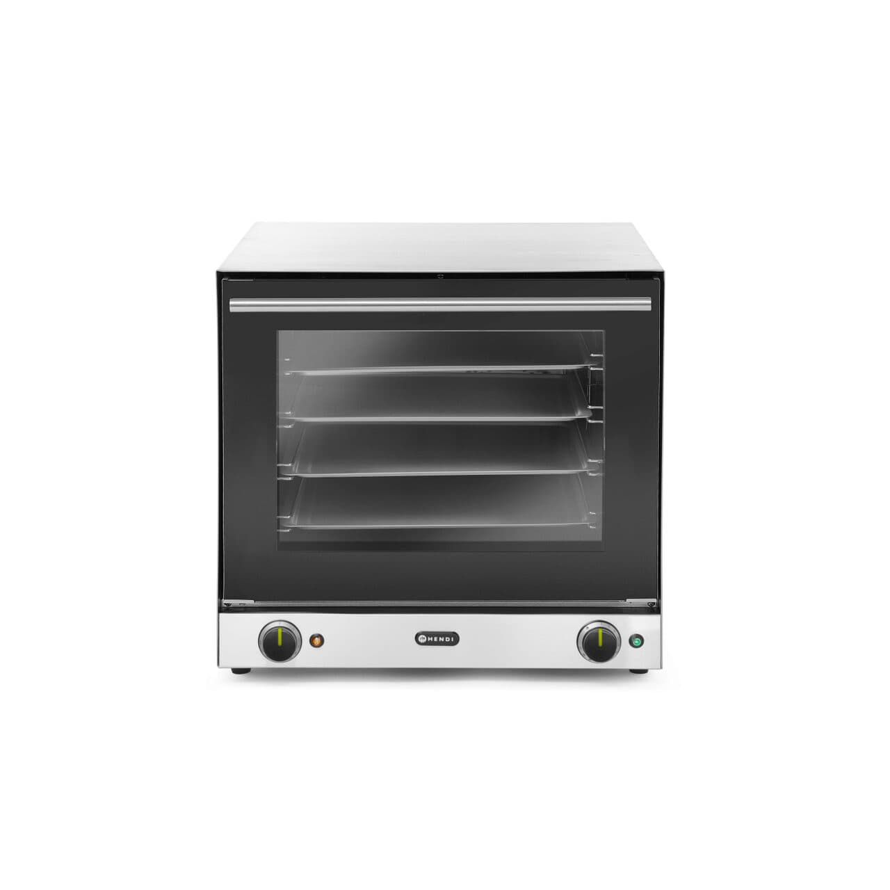 Cuptor convectie Hendi H90, 4 tavi 438x315 mm incluse, 2 elemente incalzire, 2 ventilatoare, termostat reglabil 50-300 gr C, timer 0-120 min, 2670 W,5