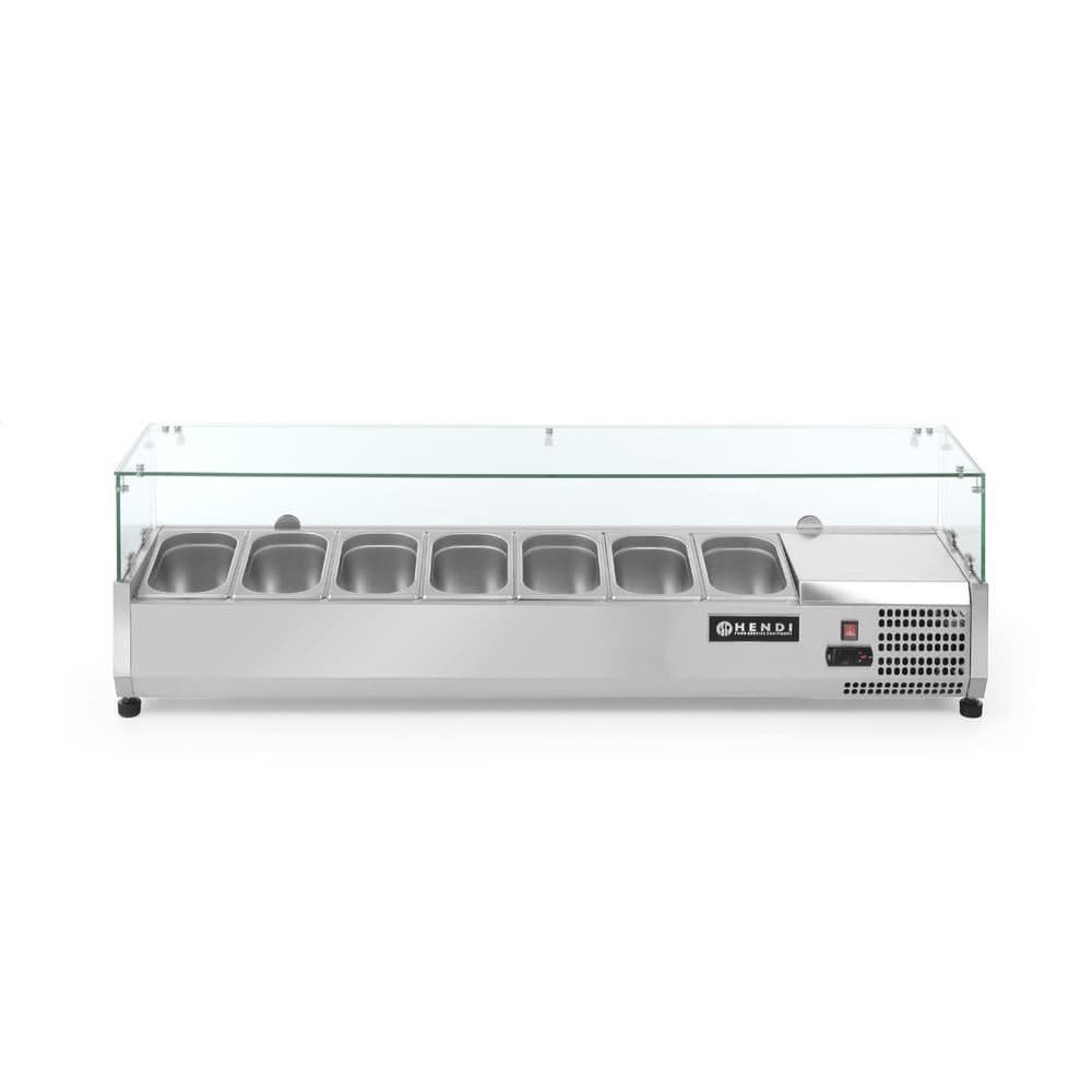 Vitrina frigorifica tip display, capacitate 8 tavi GN 1/4, ARKTIC by Hendi, interval temperatura +2/+8 gr C, 335x1800x(H)425mm, 170 W, functie auto-de