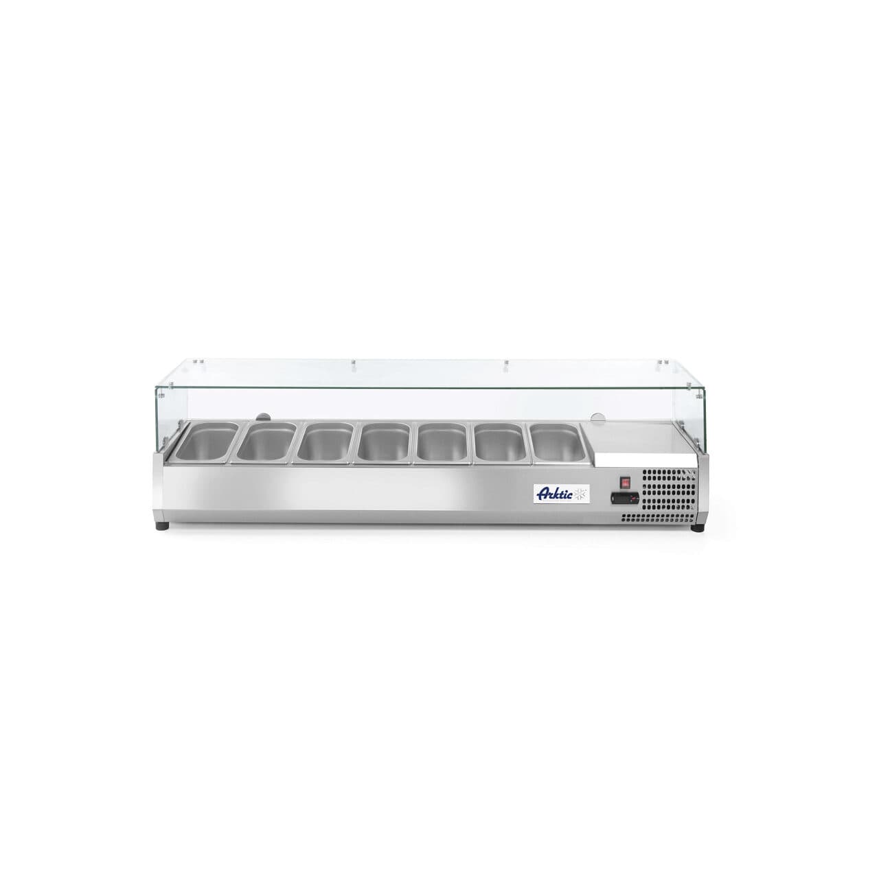 Vitrina prezentare Hendi, interval temp. -2/8?C, 180W, corp inox, ARKTIC by Hendi, 1605x395x(H)430 mm, 7 vase  GN 1/3
