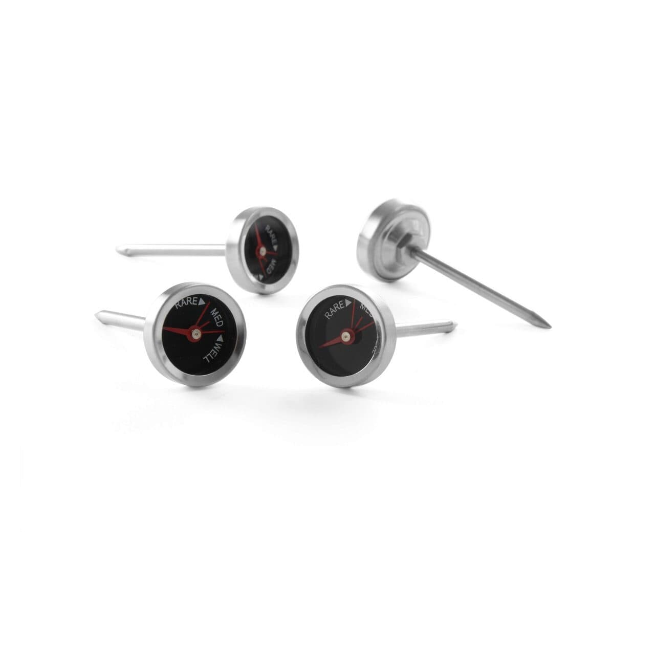 Set 4 termometre pentru friptura, Hendi, diametru 25 mm, Inox sonda 5 cm, indicator "rare-medium-well done"