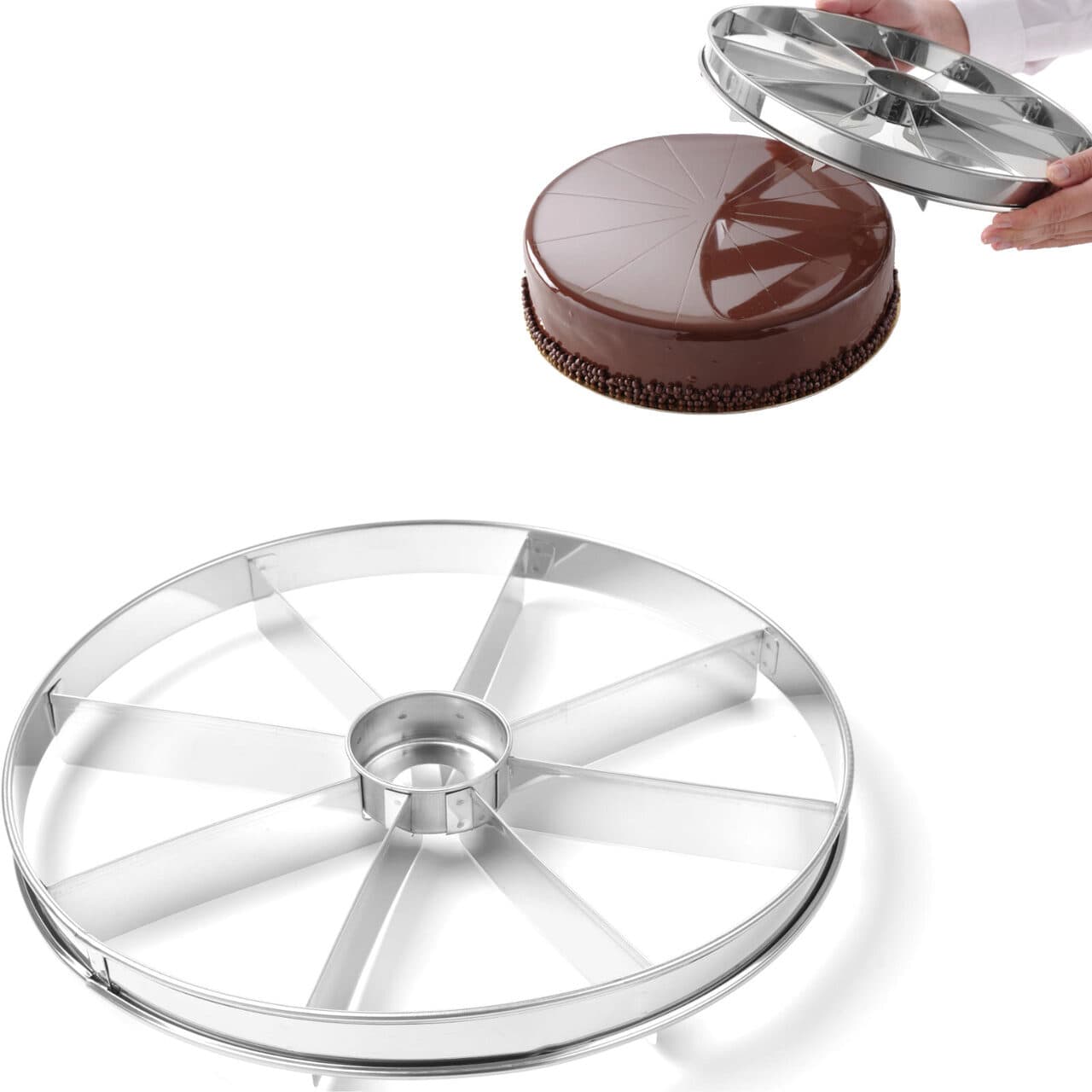 Taietor pentru prajituri/torturi/placinte, Hendi, inox, diamentru 320 mm, 12 portii egale