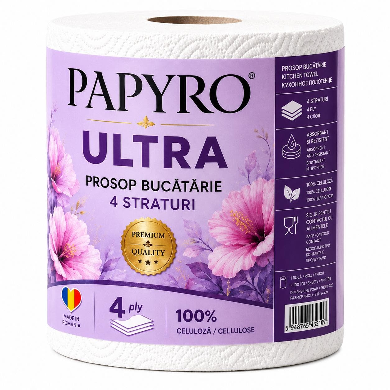 Prosop hartie Papyro Ultra 4 Straturi 800G,250 Foi