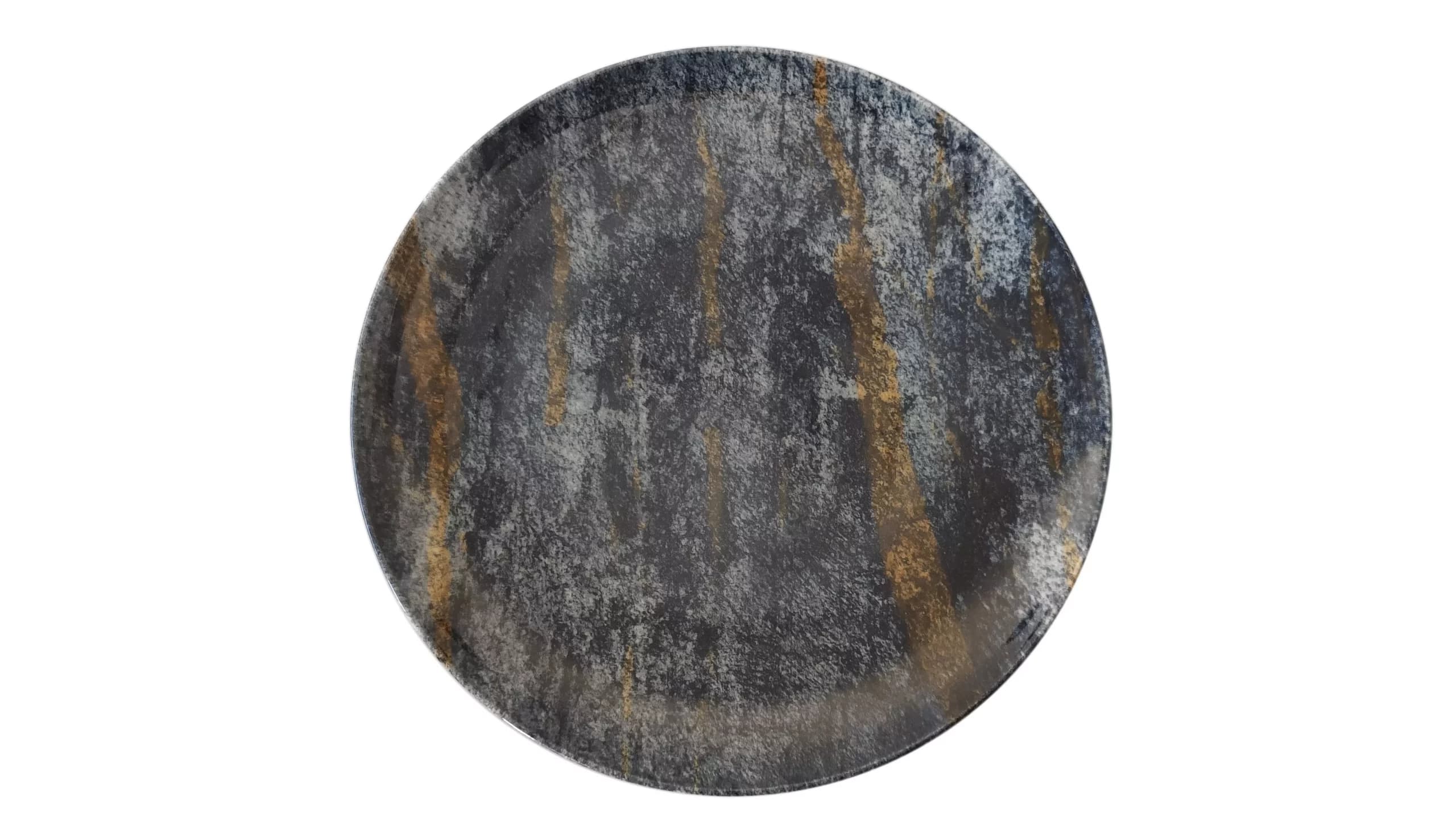 Farfurie desert portelan Apulum Black - Gold 20 cm
