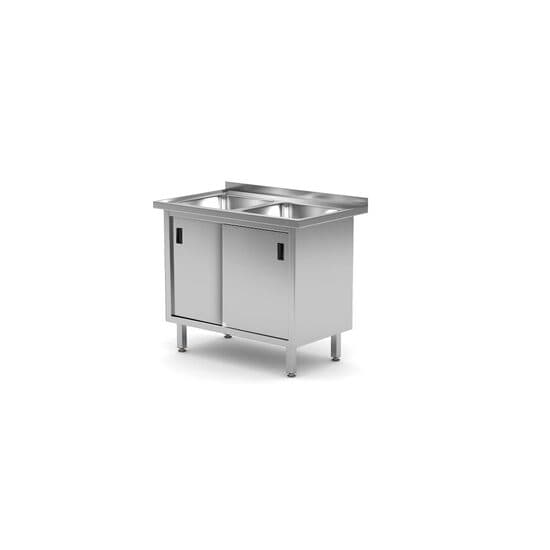 Spalator cu doua cuve din otel ioxidabil cu dulap inchis, Profi Line, 1000x600x(H)850mm