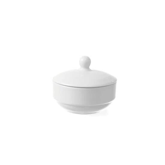 Bol zahar cu capac Fine Dine Bianco diametru 100x(H)85 mm, portelan alb