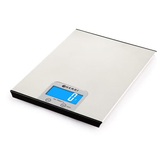 Cantar bucatarie 5 kg, afisaj digital, suprafata inox 200x151x(H)11 mm, afisaj in gr, kg, lb sau oz., Hendi