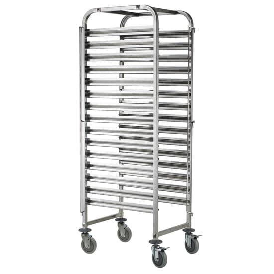 Carucior mobil pt debarasare tavi - pt 15 tavi 60x40 cm- structura inox - 690x515x(H)1695 mm