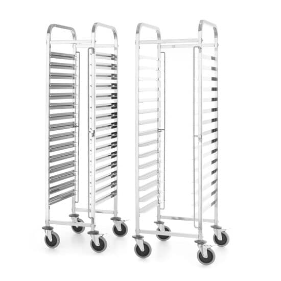 Cărucior pentru transport tăvi 15x 600x400, Kitchen Line, 15 ghidaje pentru tăvi 600x400, argintiu, 470x620x(H)1735mm