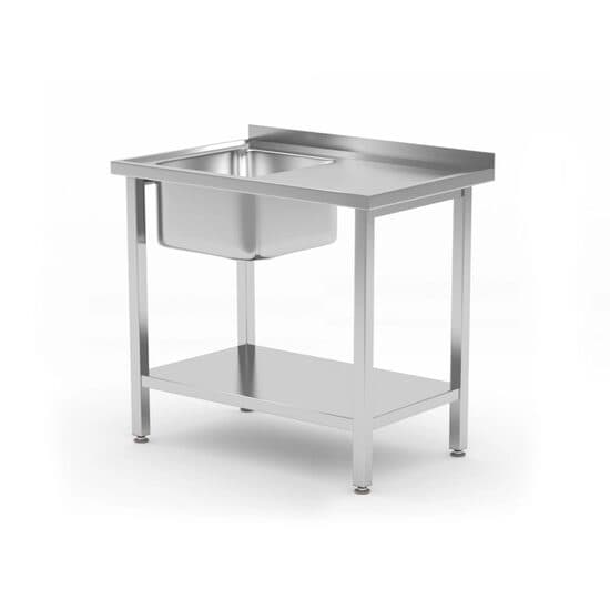 Chiuveta cu polita Buget Line, cuva pe stanga Hendi, 800x600x(H)850mm