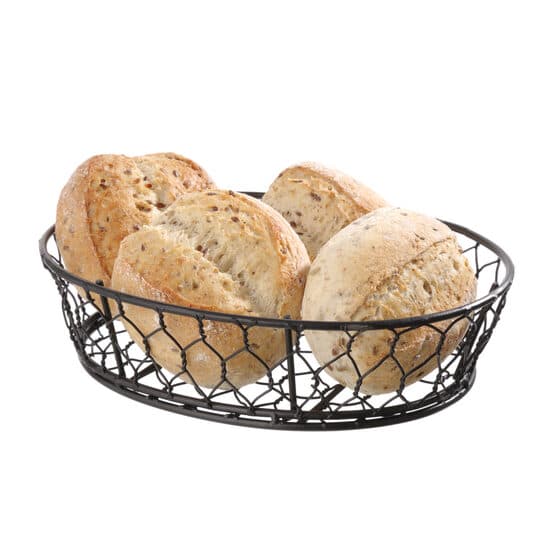 Cos oval pentru paine cu margine decorativa, metal, 230x180x(H)60mm