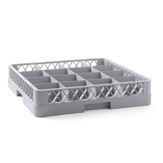 Cos universal pentru masina de spalat vase, polietilena, Gri, 16 compartimente 500x500x(H)100 mm
