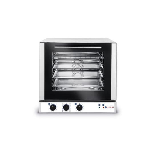 Cuptor convectie , capacitate 4 tavi 429x345 mm, 2 elemente incalzire, 1 ventilator, termostat reglabil, 50-230 gr C, timer 0 - 120 min, 2600 W, 590x6