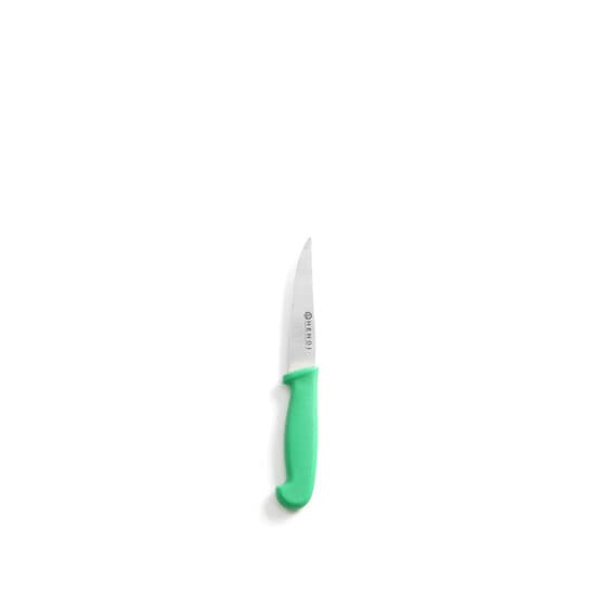 Cutit universal, lama inox zimtata de 10 cm, lungime cutit 20.5 cm, maner verde, respecta normele de igiena HACCP
