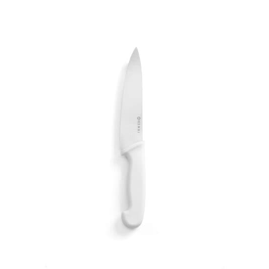 Cutitul bucatarului, alb , respecta normele de igiena HACCP, lungime 18/32 cm, grosime lama 2,5 mm