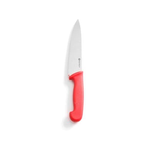 Cutitul bucatarului, lama inox 18 cm , lungime cutit 32 cm, maner rosu, Hendi, respecta normele de igiena HACCP