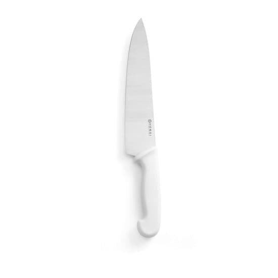 Cutitul bucatarului, lama inox solid 24 cm, lungime totala cutit 38.5 cm, maner alb, respecta normele de igiena HACCP