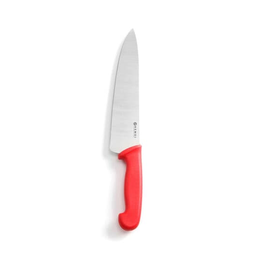Cutitul bucatarului, maner rosu, lama inox grosime 2,5 mm, 240/385 mm, potrivit si pt uz profesional