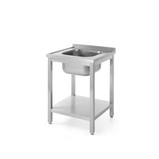 Masa cu chiuveta si polita, din inox AISI 304, 600x600x (H) 850 mm Revolution