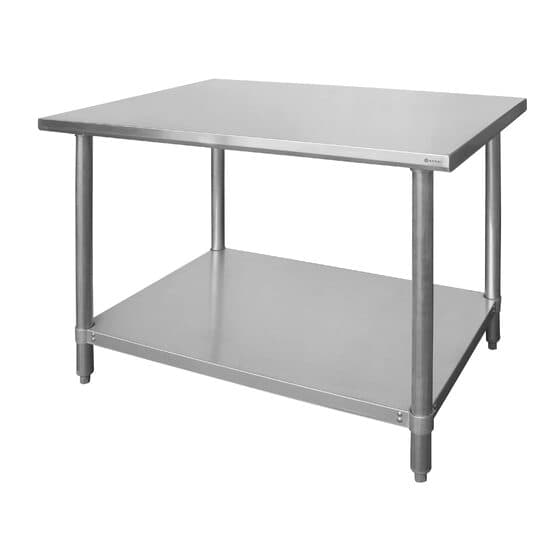 Masa de lucru centrala cu polita, inox, 1200x600x(H)850 mm, blat de lucru si polita inferioara ranforsate